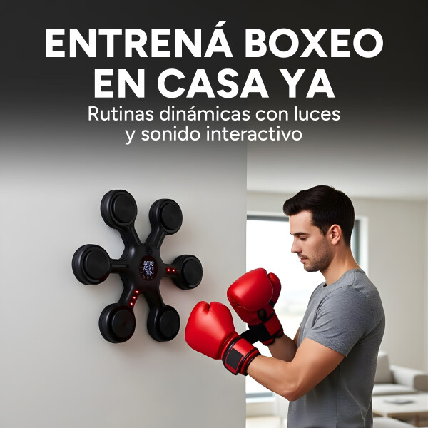 Máquina De Boxeo Bluetooth Música Luces + Guantes Entrena Color Negro