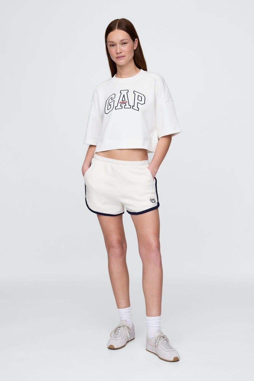 Buzo Deportivo Crop Manga Corta Logo Mujer New Off White