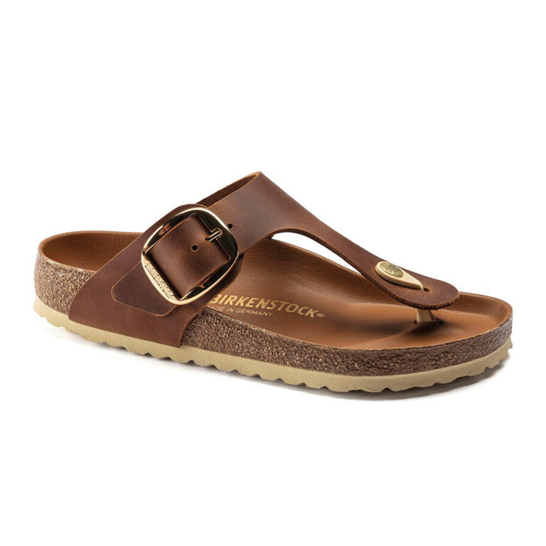 Sandalia Gizeh Big Buckle Oiled Nubuck Leather - Regular Cognac