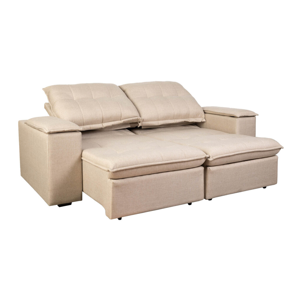 SOFA RETRACTIL 3 CUERPOS TELA NATURAL-BEIGE ATLANTA BEIGE