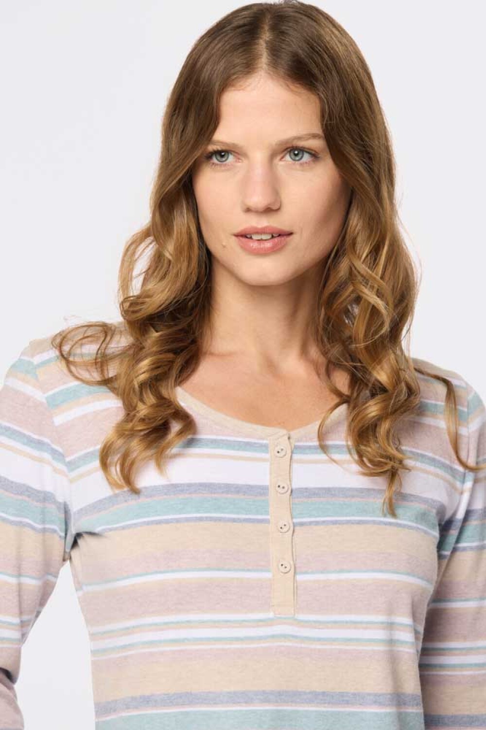 REMERA RAYADA BOTONES Lavanda