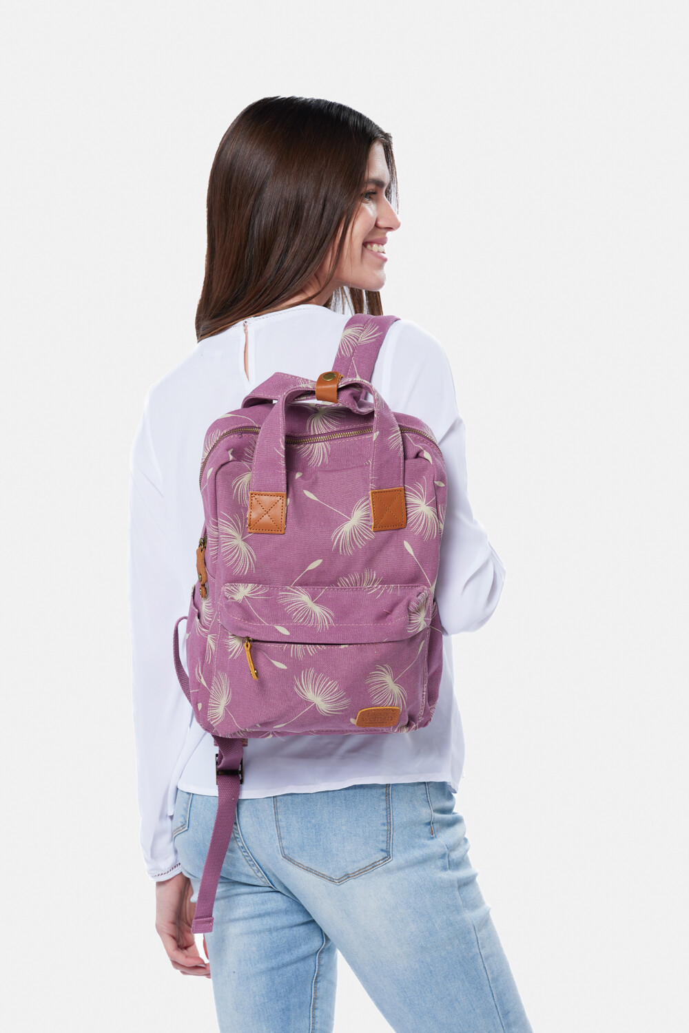 MOCHILA DE LONA ESTAMPADA Rosado