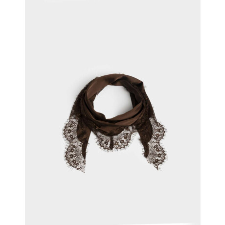 Pañuelo Raso Encaje Marron Chocolate