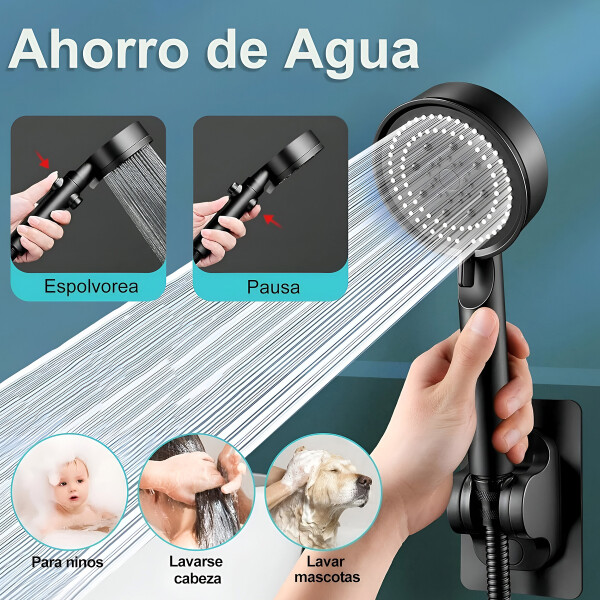 Duchero Lluvero Teléfono Baño 5 Modos de Presión Con Soporte Duchero Lluvero Teléfono Baño 5 Modos de Presión Con Soporte