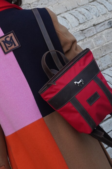 Mini Mustang Backpack Chocolate / Rojo