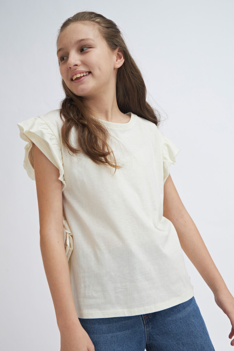 Camiseta sin mangas volados - Blanco