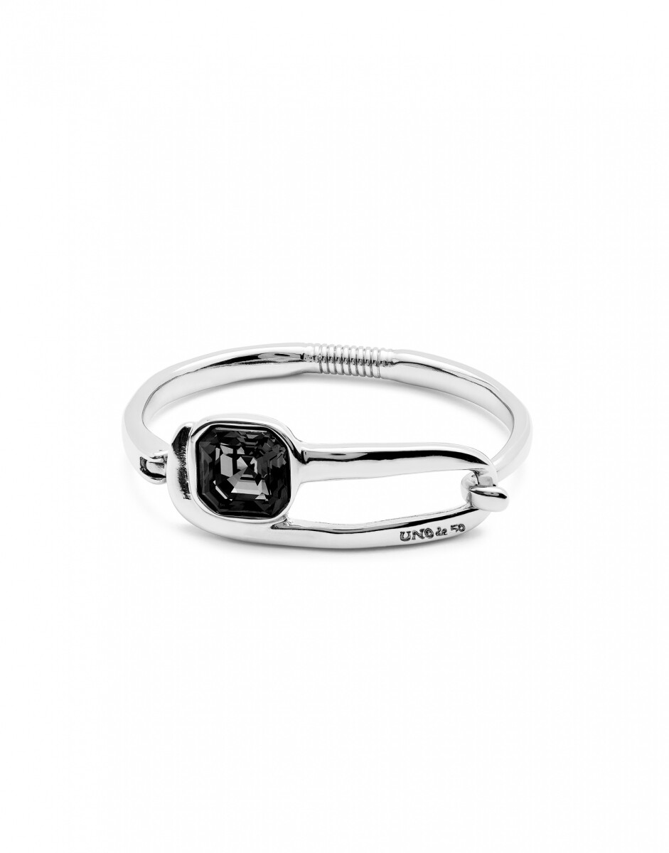 PULSERA RÍGIDA BAÑADA EN PLATA DE LEY CON CRISTAL FACETADO NEGRO - Pulsera 