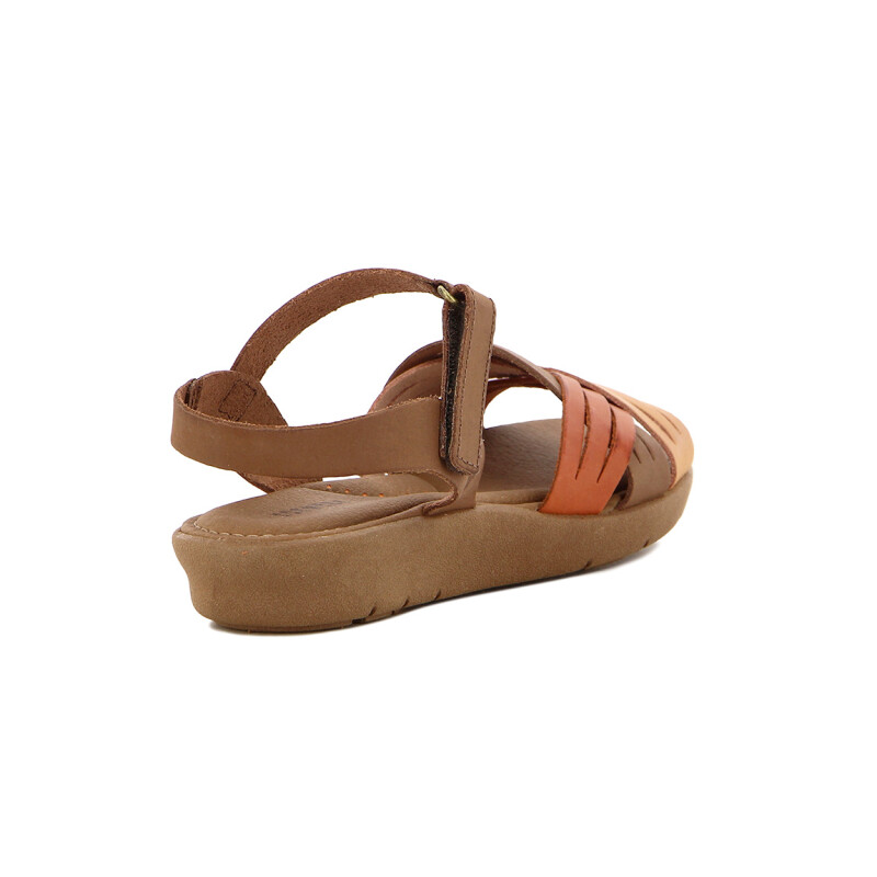 Country Sandalia Dama Casual Cuero Tiras Combinada Cruzadas Telha-mix