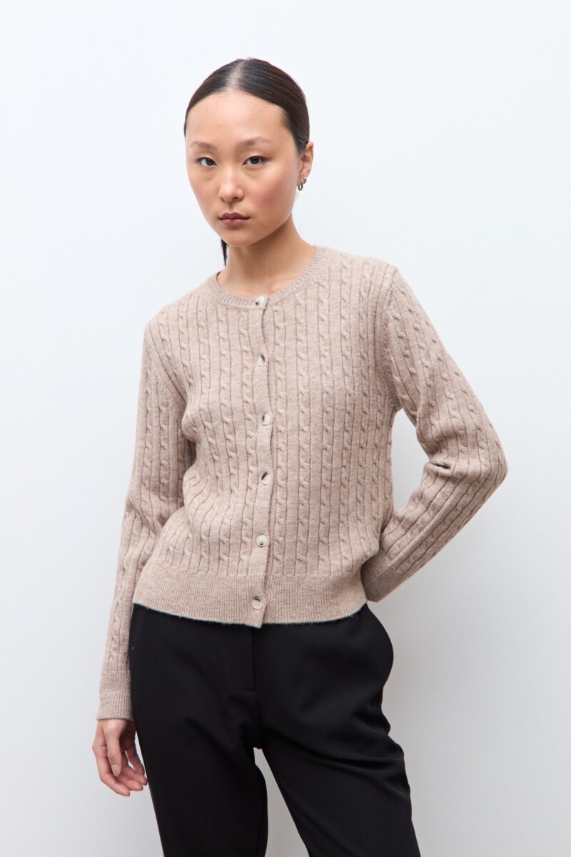 Cardigan abotonado estructuras tostado melange