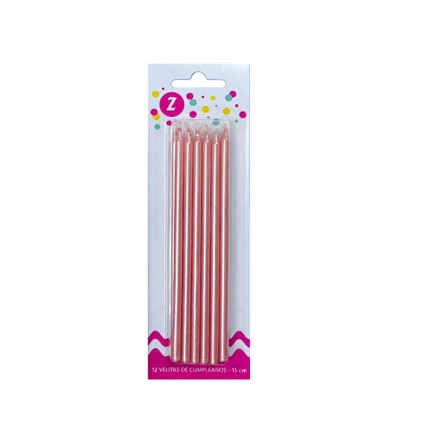 Velita 15 cm Rosa Perlado x12 Velita 15 cm Rosa Perlado x12