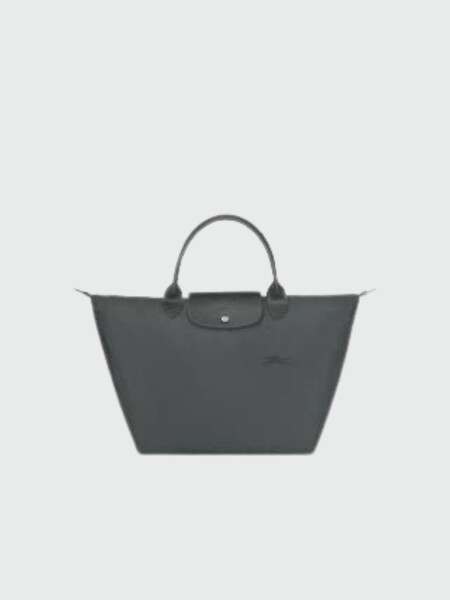 Longchamp -Cartera Longchamp plegable de nylon con cierre y asa corta, Le pliage green M Gris