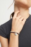 PULSERA DE BOLAS EN ALEACIÓN DE METALES BAÑADAS EN PLATA DE LEY CON CUERO Y MURANO TURQUESA Pulsera