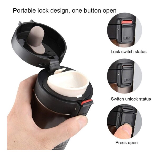 Pack X2 Vaso Taza Térmico Botella 380ml Abre Facil Cafe Te Color Variante Negro