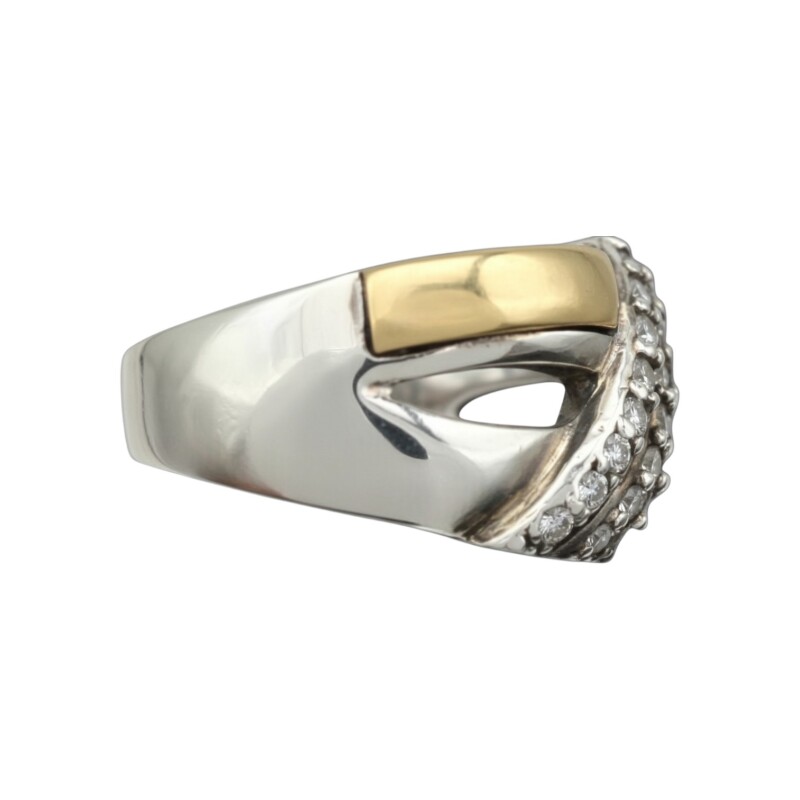 Anillo Tiras-Plata y Oro-Piedra Zirconia-AN5248 conpiedra