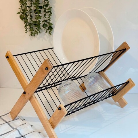 Escurridor seca platos plegable hierro y madera Escurridor seca platos plegable hierro y madera