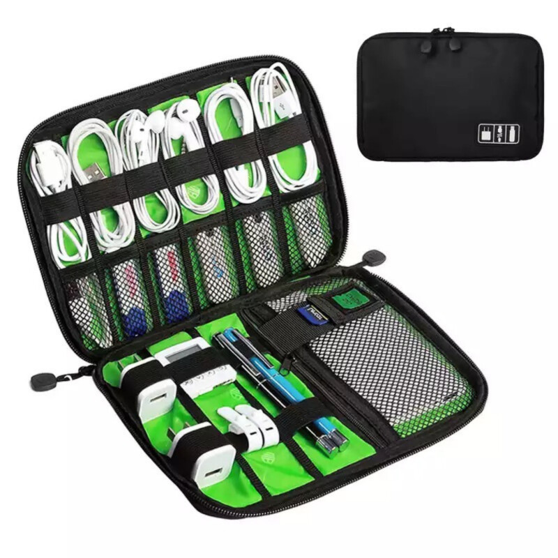 Organizador De Cables Estuche Necessaire Viaje Color gris