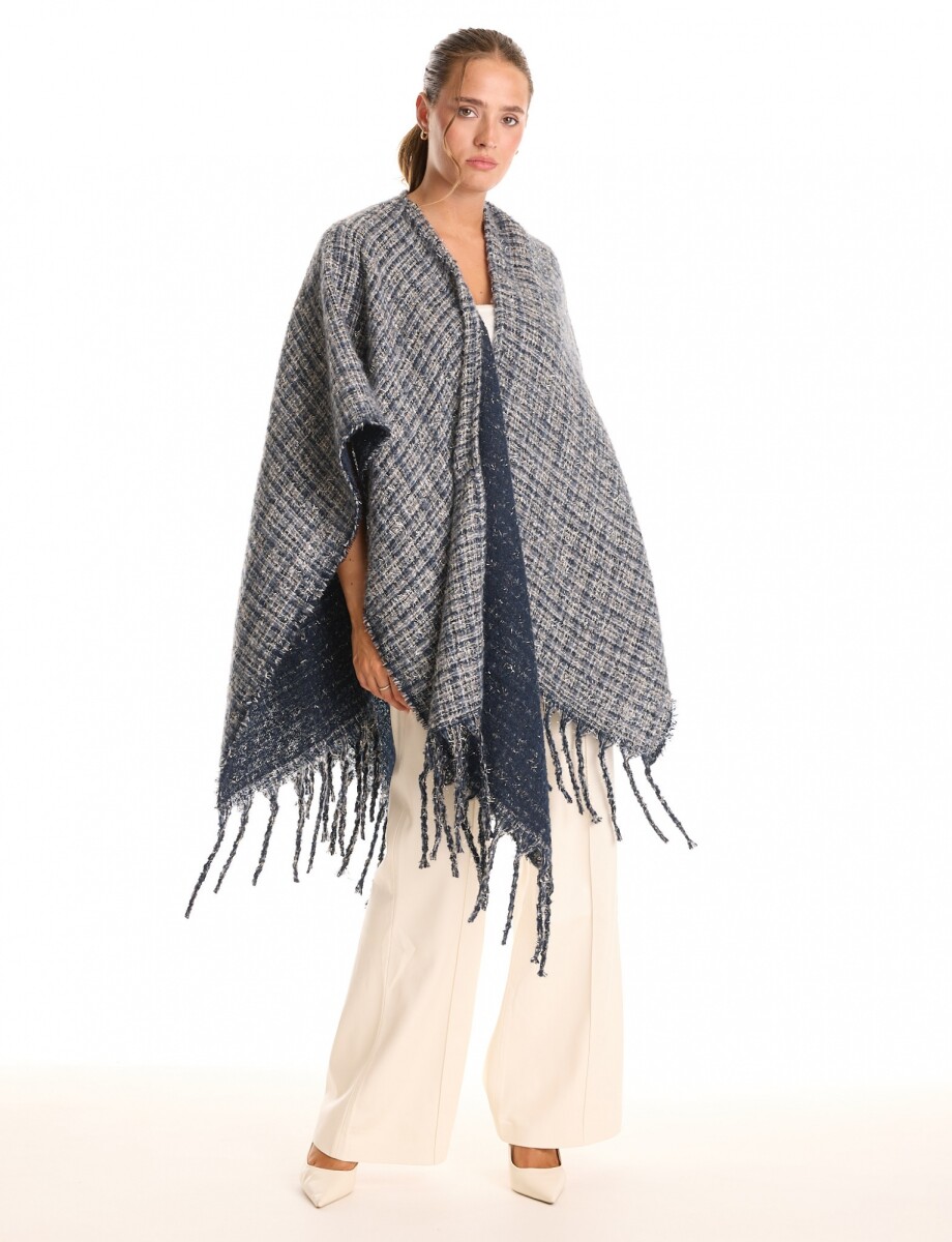 Ruana Tweed Flecos - Azul/multi 