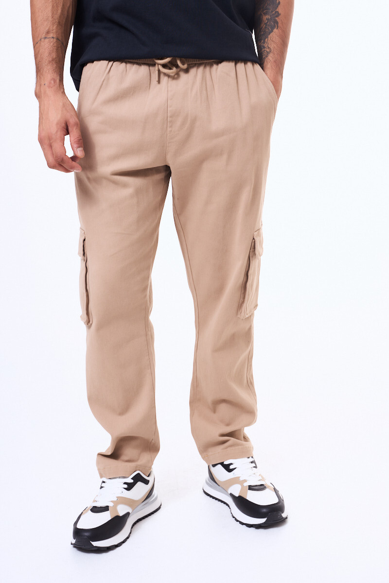Pantalon de gabardina Durazno Beige