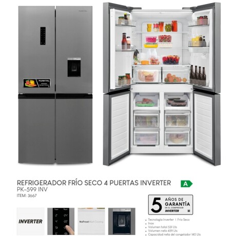 Refrigerador Frío Seco Inverter 4P 531Lts Punktal PK-599 INV Refrigerador Frío Seco Inverter 4P 531Lts Punktal PK-599 INV