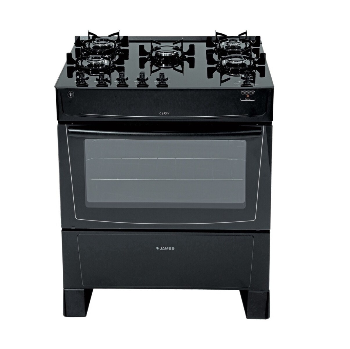 Cocina A Supergás James C695v Con 5 Hornallas Luz Horno Color Negro 