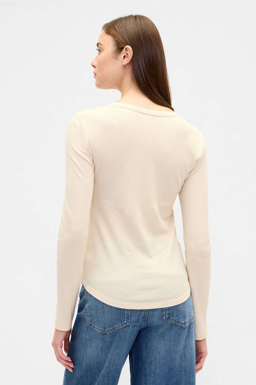 Remera Waffle Manga Larga Mujer Anchorage Cream