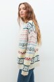 Ruana jacquard multicolor beige