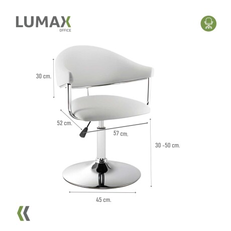 Silla Taburete Butaca con Respaldo en Cuero Lumax Modelo Chuck Blanco