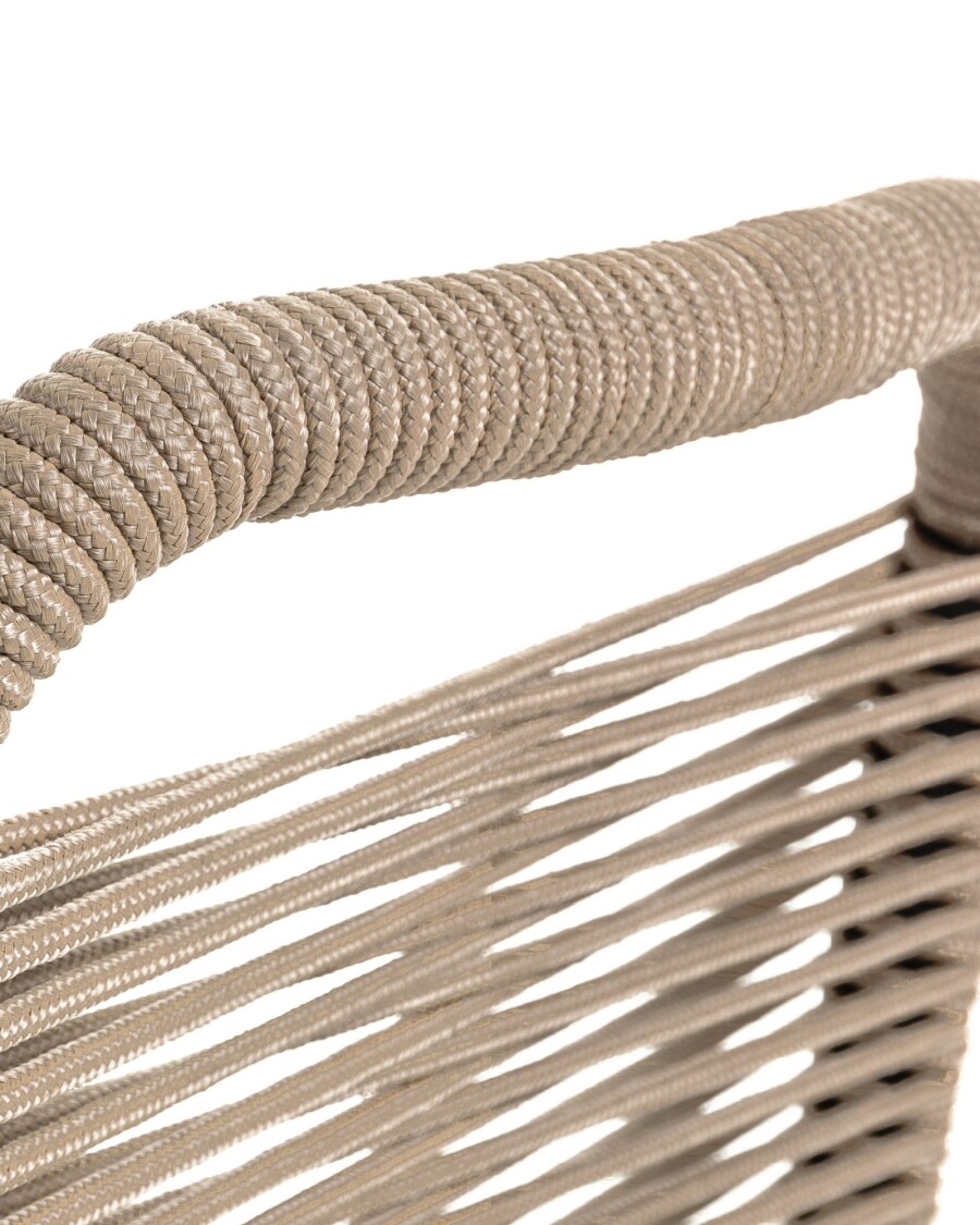 Silla Lambton de cuerda marrón y acero con acabado negro