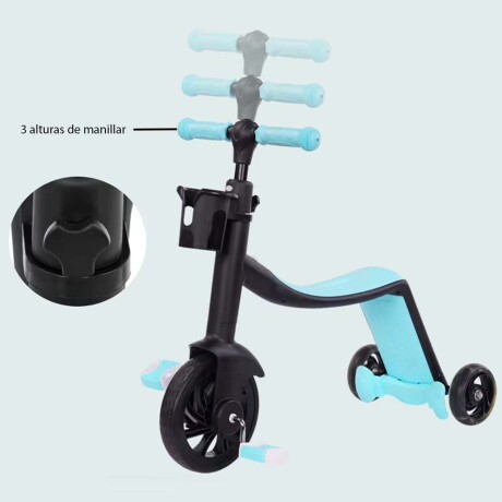 Bicicleta Monopatín Triciclo 3 en 1 Ajustable para Niños Rosa