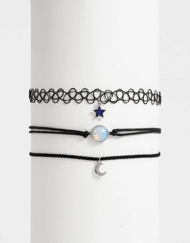 Chokers Moonstone Set De Chokers - Plateado