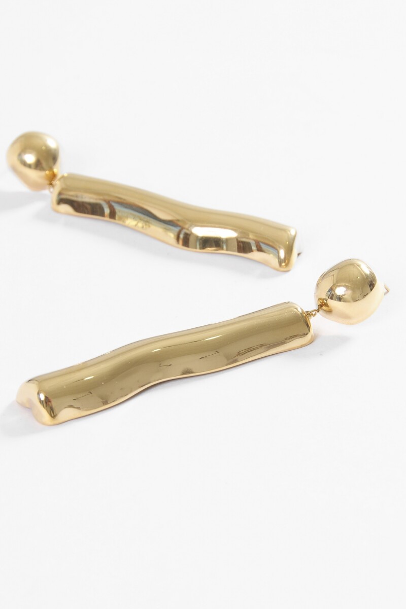 Caravanas largas acero dorado