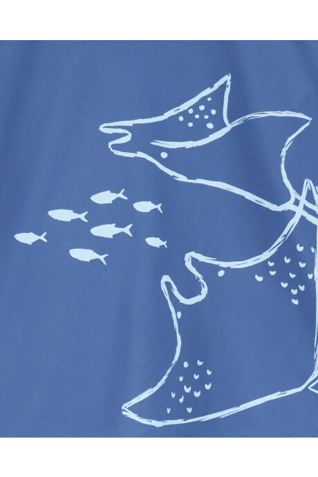 Traje de baño dos piezas, protección UPF 50+, manga corta, diseño mantarrayas Sin color