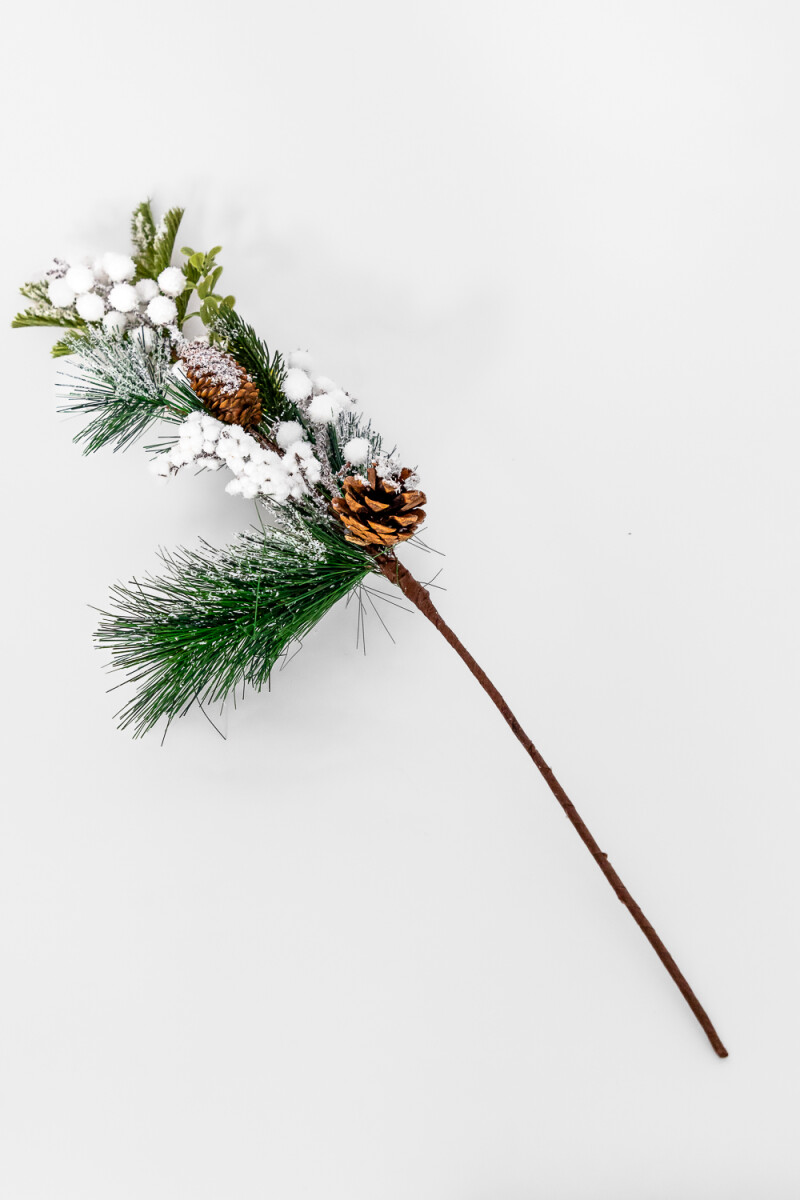 Deco Navidad Rama Bolas Blancas - Color Unico 