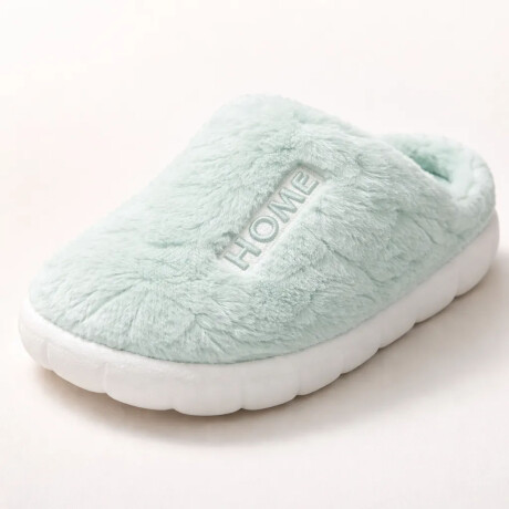 Pantufla De Felpa Peluche sintético Antideslizante Unisex Verde Claro