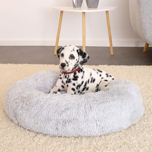 Cama Para Gato Cucha Puff Peluda Cómoda 50 Cm Mascota Variante Color Gris Claro