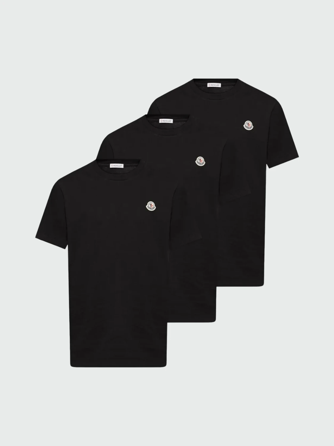 Moncler - Camiseta de Algodón con Parche de Logotipo (Paquete de tres) Negro