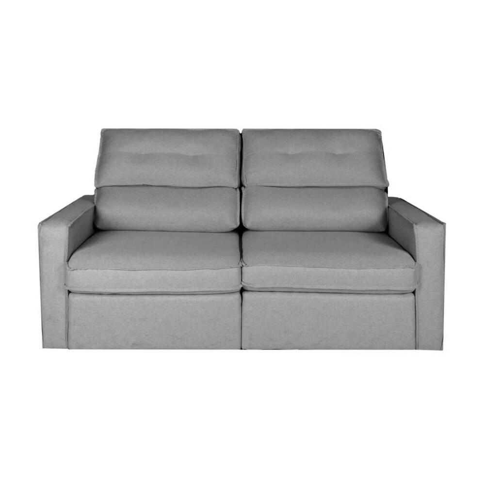 SOFA RETRACTIL 2 CUERPOS TELA GRIS AMBAR