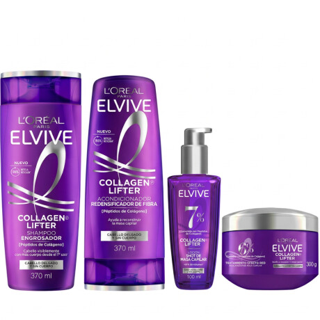 Pack Elvive Collagen Lifter Shampoo 370ml + Acondicionador 370ml + Tratamiento 370ml + Sérum 100ml Pack Elvive Collagen Lifter Shampoo 370ml + Acondicionador 370ml + Tratamiento 370ml + Sérum 100ml