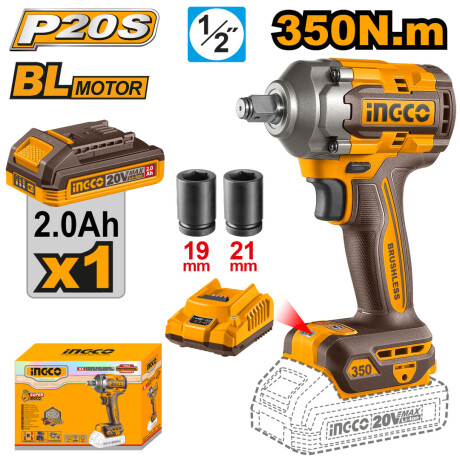 LLAVE DE IMPACTO A BATERÍA INGCO 350 NM 20V P20S 1/2 001