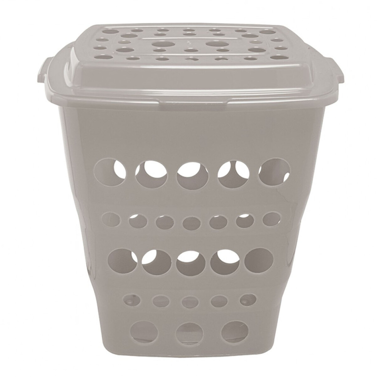 Cesto Canasto Ropa Calado Plástico con Tapa Paramount 55Lt - Beige 