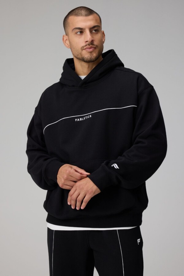 Polera The Go-To Oversized Hoodie Brand Dna Hombre Black/Classic White Dna Stri