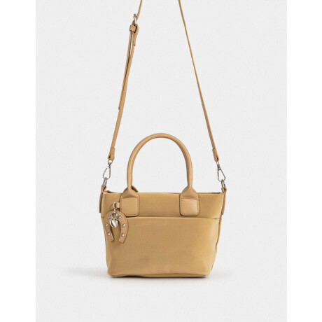 Cartera Mini City Con Charm Marron Beige