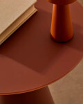 Mesa auxiliar Wilshire cristal templado glaseado y acero acabado pintado terracota mate Ø50cm
