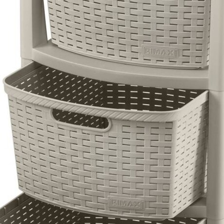 Cajonera Organizador Rimax Símil Rattan con 4 Cajones Altos Taupe
