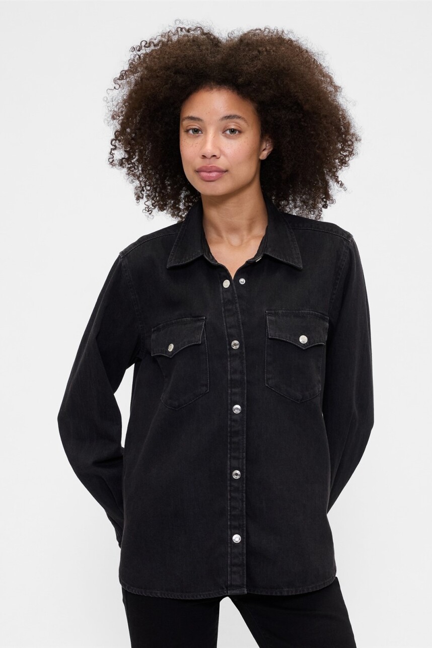 Camisa De Jean Western Mujer Black Wash