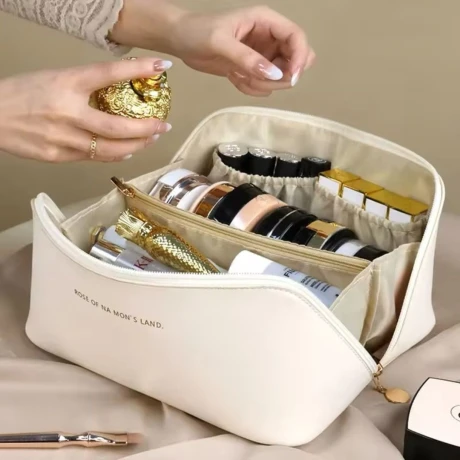 Organizador Estuche Cosmético Neceser Viaje Maquillaje Color Crema Organizador Estuche Cosmético Neceser Viaje Maquillaje Color Crema