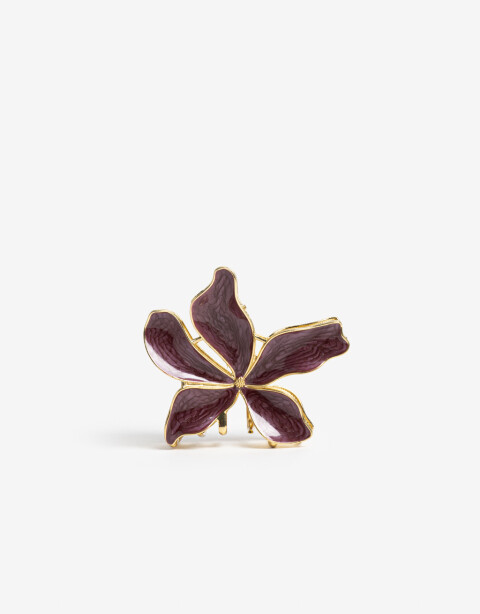 Broche Flores Broche Metal Con Esmalte En Forma De Flor. - Rojo Burdeaux