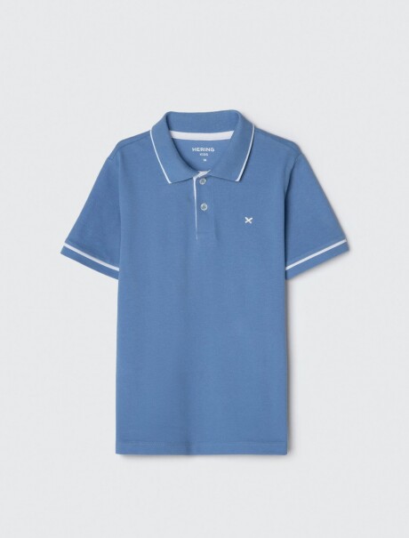 POLO INFANTIL CON LOGO BORDADO CELESTE