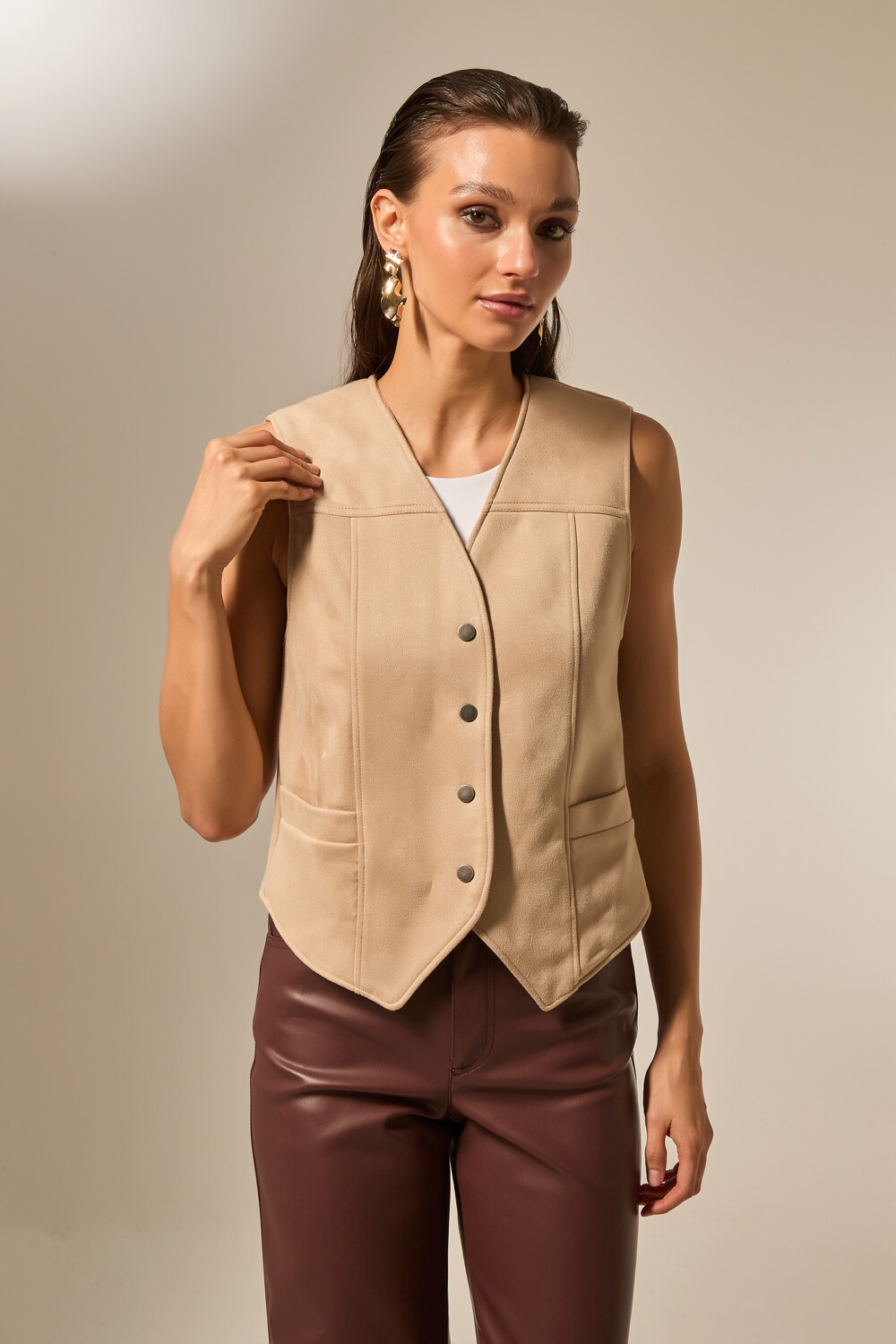 Chaleco Arven Beige Claro