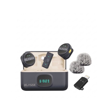 Set x2 Micrófonos Solapero Klasse con Estuche de Carga | USB-C + Lightning | Corbatero Set x2 Micrófonos Solapero Klasse con Estuche de Carga | USB-C + Lightning | Corbatero